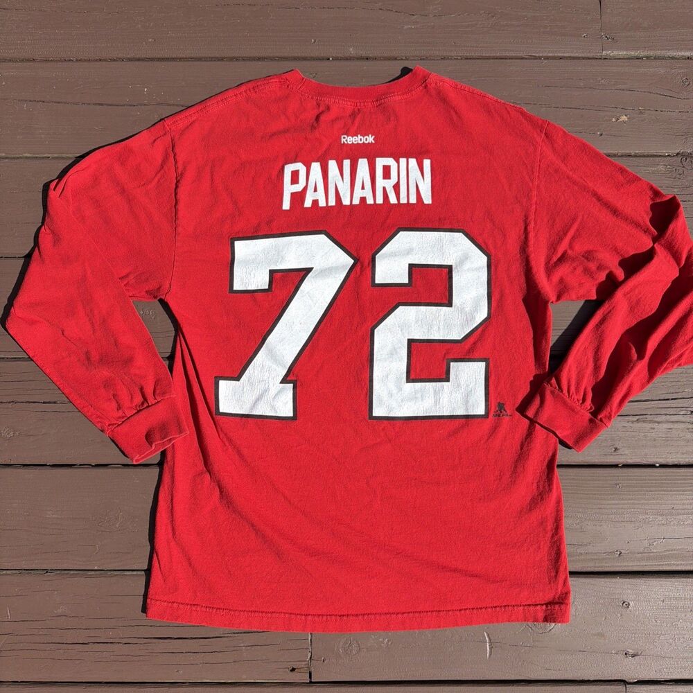 Reebok NHL Chicago Blackhawks Panarin Jersey #72 Long Sleeve Red Sz L Hockey